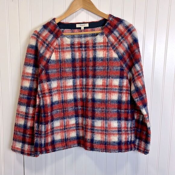 Madewell brushed plaid pullover top - Picture 1 of 5